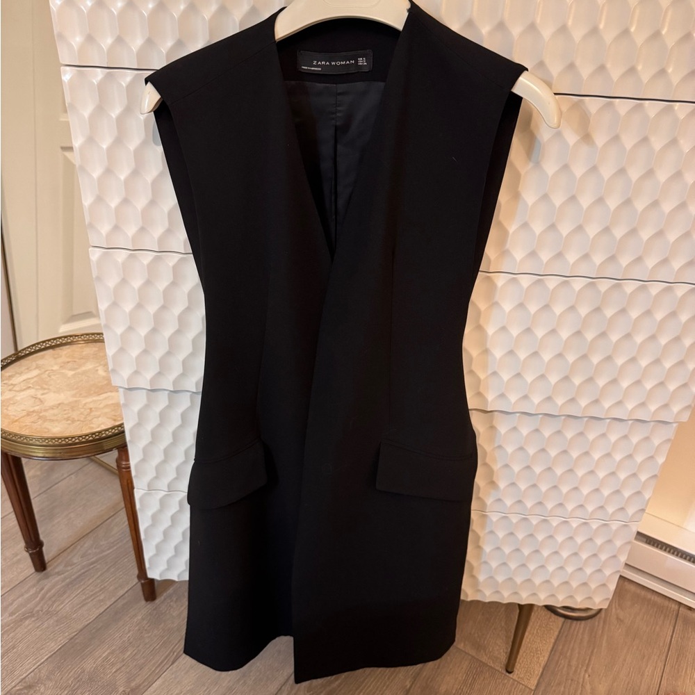 Women’s black Zara vest with gold buttons